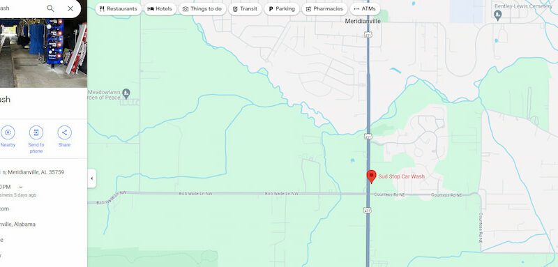 map of sud stop car wash meridianville al