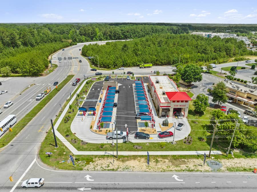 aerial view of Sud Stop Car Wash 100 Smithfield Crossing Dr, Smithfield, NC 27577