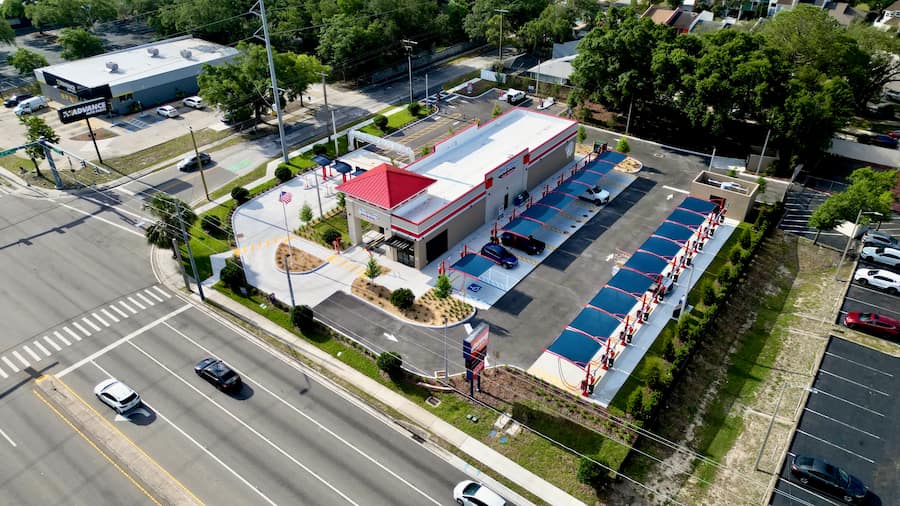 neighborhood aerial photo of sud stop car wash, 2525 E Busch Blvd, Tampa, FL 33612