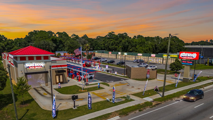dusk photo of sud stop car wash, 4810 Mobile Hwy, Pensacola, FL 32506